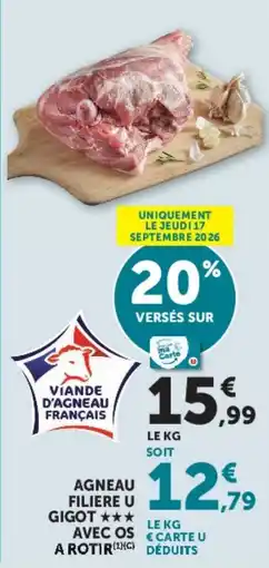 Hyper U Viande d'agneau français Gigot offre