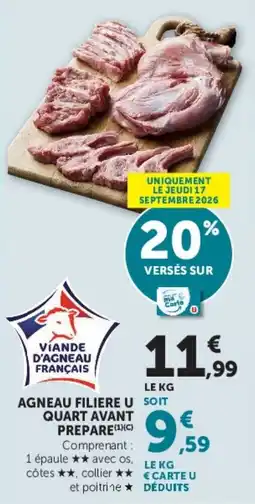 Hyper U Viande d'Agneau Français Agneau filière U quart avant préparé offre
