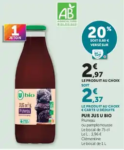 U Express U bio JUS DE Pruneau offre