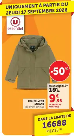 Hyper U Essentiel coupe-vent enfant offre