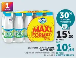 Hyper U Lactel Lait UHT Demi-Écreme Bio offre