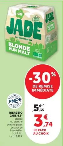 Hyper U JADE Bière Bio offre