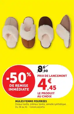 Hyper U MULES FEMME FOURREES offre
