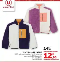 Hyper U essentiel VESTE POLAIRE ENFANT offre