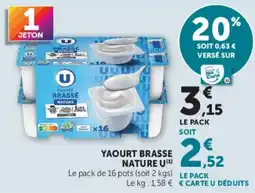 U Express U Yaourt brassé nature offre