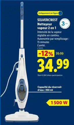 Lidl SILVERCREST Nettoyeur vapeur 2 en 1 offre