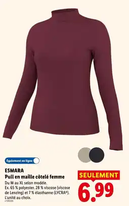 Lidl ESMARA Pull en maille côtelé femme offre