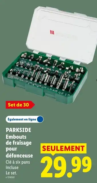 PARKSIDE Embouts de fraisage pour défonceuse