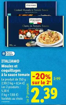 Lidl ITALIAMO Moules et coquillages à la sauce tomate offre