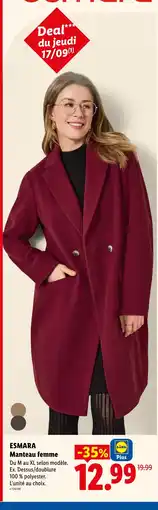 Lidl ESMARA Manteau femme offre