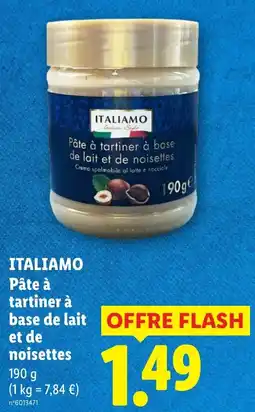 Lidl ITALIAMO Pâte à tartiner à base de lait et de noisettes offre