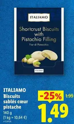 Lidl ITALIAMO Biscuits sablés cœur pistache offre