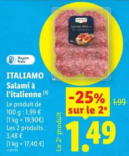 Lidl ITALIAMO Salami à l'italienne offre