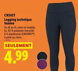Lidl CRIVIT Legging technique femme offre