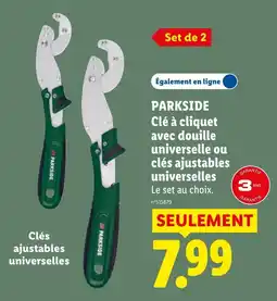Lidl PARKSIDE Clé à cliquet avec douille universelle ou clés ajustables universelles offre
