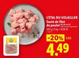 Lidl L'ÉTAL DU VOLAILLER Sauté de filet de poulet offre