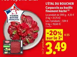 Lidl L'ÉTAL DU BOUCHER Carpaccio au basilic offre