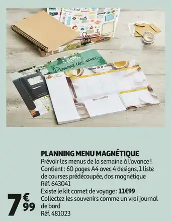 Auchan Planning menu magnétique offre