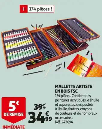 Auchan Mallette artiste en bois fsc offre