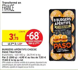 Intermarché PASO BURGERS APÉRITIFS CHEESE offre