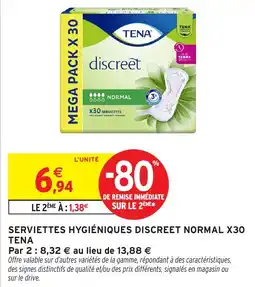 Intermarché TENA Serviettes hygiéniques Discreet Normal offre
