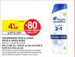 Intermarché head&shoulders SHAMPOOING 2EN1 CLASSIC offre