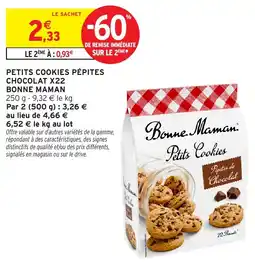 Intermarché Bonne Maman Petits Cookies Pépites Chocolat offre