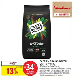 Intermarché Carte Noire Café en grains Brésil offre