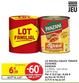 Intermarché PANZANI LE RAVIOLI SAUCE TOMATE CUISINÉE offre