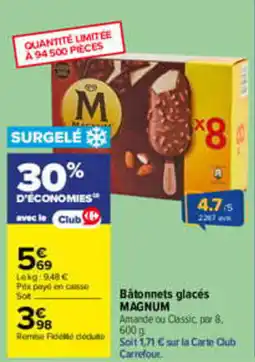 Carrefour MAGNUM Bâtonnets glacés offre