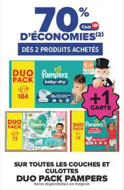 Carrefour Pampers Sur toutes les couches culottes duo pack offre