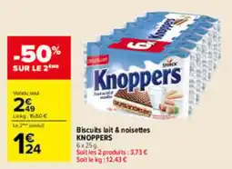 Carrefour Knoppers Biscuits lait & noisettes offre