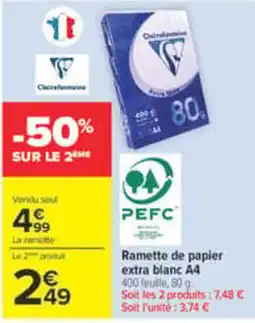 Carrefour Chaire Fantaisie Ramette de papier extra blanc A4 offre