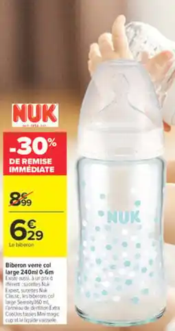 Carrefour NUK Biberon verre col large offre