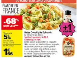 Carrefour Pates Conchiglie Epinards offre