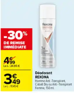Carrefour REXONA Déodorant offre