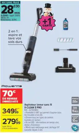 Carrefour Rowenta Aspirateur laveur sans fil X-CLEAN 5 PRO offre