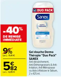 Carrefour Sanex Gel douche Derma Thérapie "Duo Pack" offre