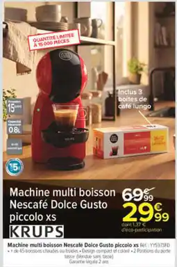 Carrefour KRUPS Machine multi boisson Nescafé Dolce Gusto piccolo xs offre