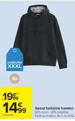 Carrefour Tex Sweat fantaisie homme offre