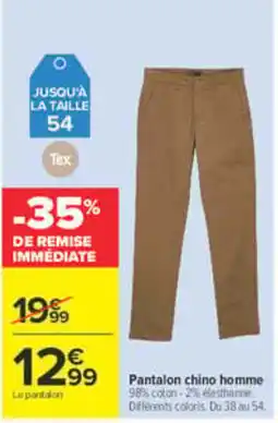 Carrefour Tex Pantalon chino homme offre
