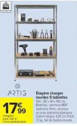 Carrefour ARTIS Étagère charges lourdes 5 tablettes offre