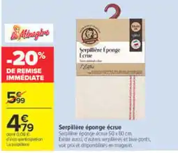 Carrefour Serpillière Éponge Écrue offre