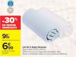 Carrefour Lot de 2 draps housses offre