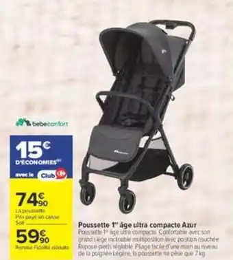 Bebecanfort Poussette 1er âge ultra compacte Azur