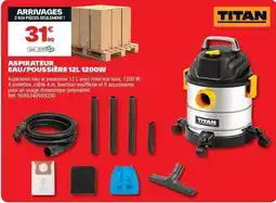 Brico Dépôt Titan - aspirateur eau/poussière 12l 1200w offre
