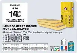 Brico Dépôt Isover - laine de verre 100mm mur 32 1.35x0.6m offre