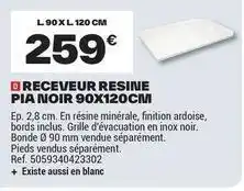 Brico Dépôt Receveur resine pia noir 90x120cm offre