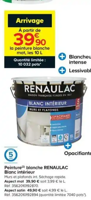 Peinture blanche renuulac blanc interieur