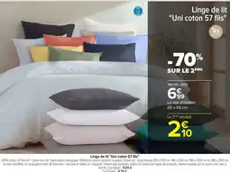 Carrefour Linge de lit "Uni coton 57 fils" offre